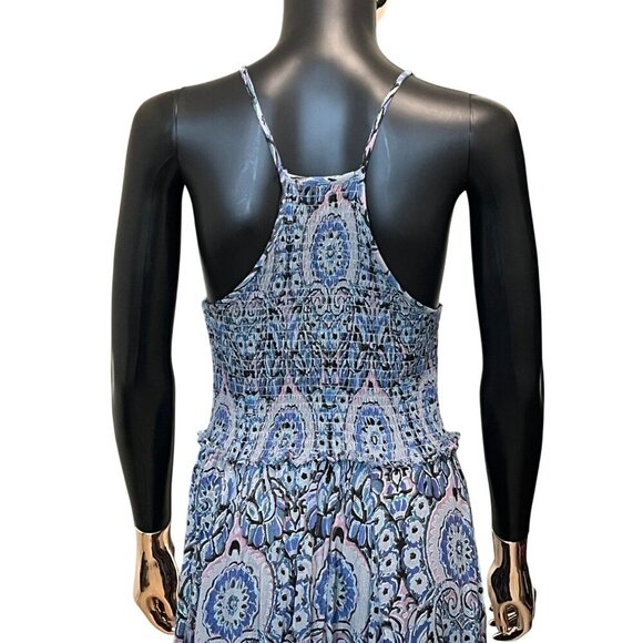 ✨ Free People “Seasons in the Sun” Boho Printed Midi Dress Blue Paisley – Size M - Picture 6 of 12